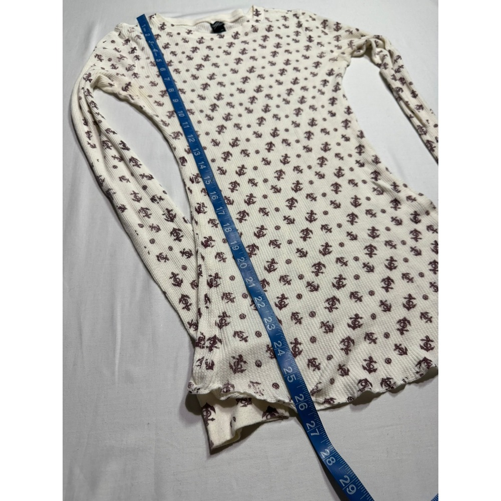 OBEY Y2K White Henley Long Sleeve Nautical Print Skater Top Alternative Surf - Picture 8 of 8